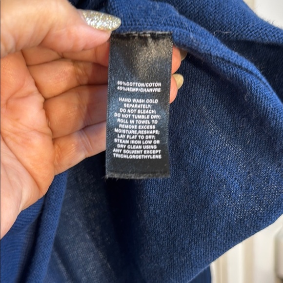 Lafayette 148 New York Blue and Cream Striped Sweater - Picture 4 of 6